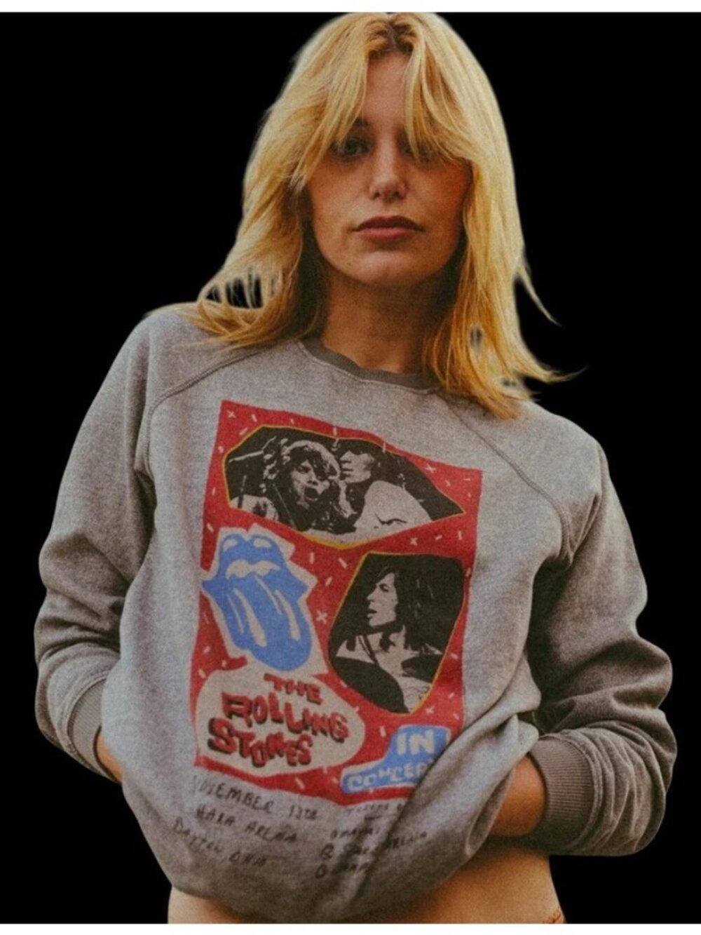 People Of Leisure the Rolling Stones Gray Graphic Sweatshirt Women's Small New - Picture 2 of 3